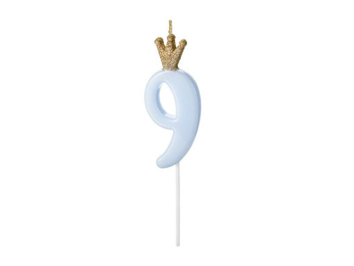 Picture of CANDLE CROWN LIGHT BLUE NUMBER 9